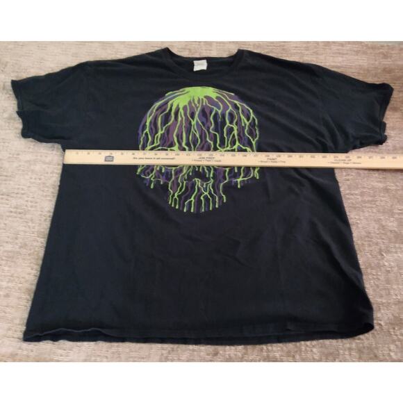 VTG Melted Drip Skull Shirt Skeleton Green Purple Lime Mens 2XL Graphic T Shirt - Picture 7 of 9
